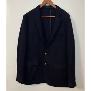 J Crew Harris Tweed Navy Blue Blazer 41 Regular Anchor Buttons Classic 100% Wool